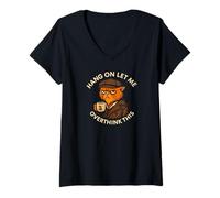 Femme Chats café, Hang on Let Me Overthink This, drôles Chats T-Shirt avec Col en V