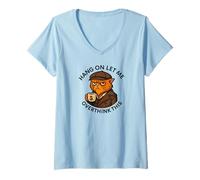 Femme Chats café, Hang on Let Me Overthink This, drôles Chats T-Shirt avec Col en V