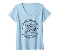 Femme Chats Tshirt Kitty Boulangerie De Pâtisserie Femmes Hommes T-Shirt avec Col en V