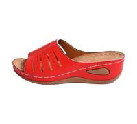 Femme Chausson Sandals Partie Sexy Creux Élégant Été Plage Sandales Femme Été Sandale de Marche Pieds Piscine Plage Sandales Claquettes Orthopédique 2025 Sandales Chic Élégante Vacances (Red, 40)
