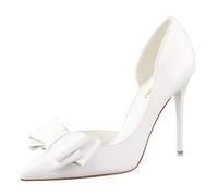 Femme Chaussure Escarpin Mode Nœud Papillon Dame Stiletto Entailler Talon Haut PU Aiguille Sexy Talon Aiguille 10.5 CM Mariage Club Soirée