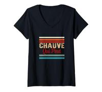 Femme Chauve Qui Peut sans Cheveux Homme Fete des Peres T-Shirt avec Col en V
