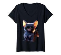 Femme Chauve-Souris Vampire Bat Douce Chauve-Souris T-Shirt avec Col en V