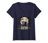 Femme Chauves-Souris Citrouille d'halloween drôle L'Étrange Café de Monsieur Jack T-Shirt avec Col en V