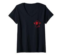 Femme Che Guevara Chemise Devant Dos Etoile Rouge T-Shirt avec Col en V