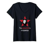 Femme Che-Guevara, Cuba, Révolution, Guérilla, Che T-Shirt avec Col en V