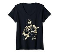 Femme Che Guevara Guitare Ernesto Kuba Cool Retro Vintage T-Shirt avec Col en V