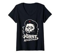 Femme Che Guevara Purrt of the Revolution Funny Rebel Kitty T-Shirt avec Col en V