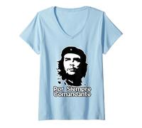 Femme Che Guevara Rebel Signature Icône de la guérilla Révolution T-Shirt avec Col en V