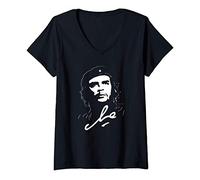 Femme Che Guevara Rebelle Portrait Révolution Leader Art Cuba T-Shirt avec Col en V