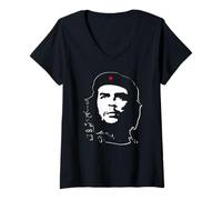 Femme Che Guevara Rebelle Portrait Révolution Leader Art Cuba T-Shirt avec Col en V