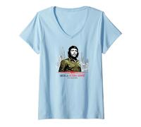 Femme Che Guevara Révolution Rebelle Dessin Cuba Communiste T-Shirt avec Col en V
