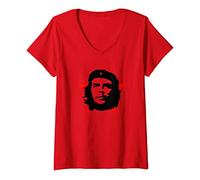 Femme Che Guevara Révolution Rebelle Dessin Cuba Communiste T-Shirt avec Col en V