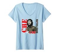Femme Che Guevara Révolution Rebelle Dessin Cuba Communiste T-Shirt avec Col en V