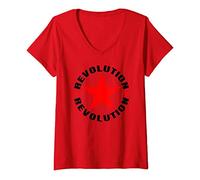 Femme Che Guevara Révolution Rebelle Dessin Cuba Communiste T-Shirt avec Col en V