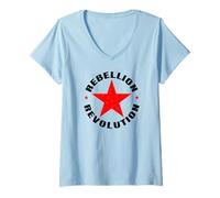 Femme Che Guevara Révolution Rebelle Dessin Cuba Communiste T-Shirt avec Col en V