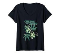 Femme Cheech & Chong Duo Portrait Leaf T-Shirt avec Col en V