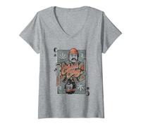 Femme Cheech & Chong Playing Card King Character Distressed T-Shirt avec Col en V