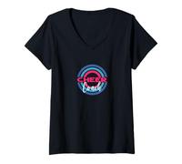 Femme Cheer Coach dans Les Cercles Modernes T-Shirt avec Col en V