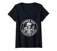 Femme Cheer Dad Surviving Comp Weekend Skeleton Coffee Fathers Day T-Shirt avec Col en V