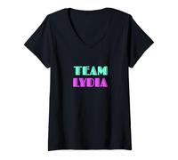 Femme Cheer for Lydia Show Support Be on Team Lydia 90s Style T-Shirt avec Col en V