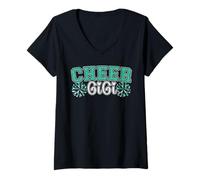 Femme Cheer Grandma, ma Pom-Pom Girl préférée m'appelle Gigi Green T-Shirt avec Col en V