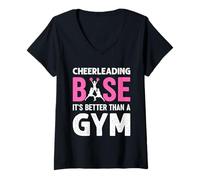 Femme Cheerleading Base Girl Accroche Cheer Cheerleading T-Shirt avec Col en V