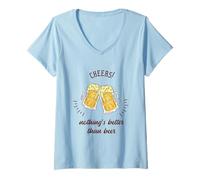 Femme Cheers! Nothing's Better Than Beer Cadeau Amusant pour Amateur de bière T-Shirt avec Col en V