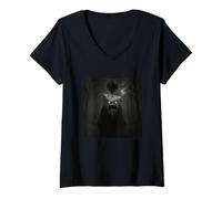 Femme Cheese Faucheuse Cape effrayante Horreur Cœur Halloween T-Shirt avec Col en V
