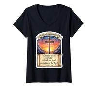 Femme Chef Cuisinier chrétien La Cuisine est Mon ministère Dieu Jésus-Christ T-Shirt avec Col en V