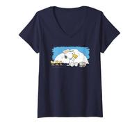 Femme Chef d'aventure des scouts du camp d'été Peanuts Snoopy Woodstock T-Shirt avec Col en V