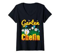 Femme Chef de Jardin Vintage avec Prairie Fleurie et Abeilles T-Shirt avec Col en V