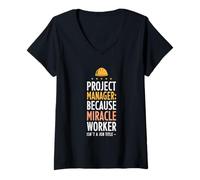 Femme Chef de Projet Parce Que Miracle Worker n'est Pas Un Titre de Poste T-Shirt avec Col en V