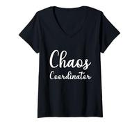 Femme Chef d'équipe, coordinateur du chaos disant S-XXL T-Shirt avec Col en V