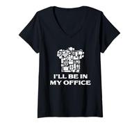 Femme Chef I'll Be in My Office Humour Kitchen Tools Design T-Shirt avec Col en V
