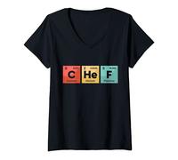 Femme Chef Periodic Table Of Elements Funny Cook Cooking Culinary T-Shirt avec Col en V
