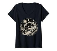 Femme Chemin cosmique Planètes Spirales Mystic Journey Art T-Shirt avec Col en V