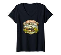 Femme Chemin de Fer de la Great Western Corn Belt de Chicago T-Shirt avec Col en V