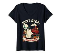 Femme Chemin de Fer Halloween - Prochain arrêt : Saison effrayante T-Shirt avec Col en V