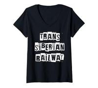 Femme Chemin de Fer transsibérien T-Shirt avec Col en V