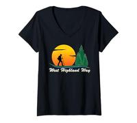Femme Chemin de randonnée West Highland Way, sentiers, chemins et rivières T-Shirt avec Col en V
