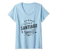 Femme Chemin de Saint Jacques de Compostelle Pèlerin Randonnée T-Shirt avec Col en V