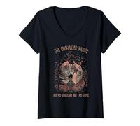 Femme Chemin introverti du sanctuaire de la forêt enchantée de la T-Shirt avec Col en V