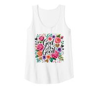 Femme Chemise avec inscription « God Is Good » - Motif floral - Léopard - Rose Débardeur