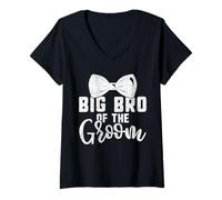 Femme Chemise Big Bro Of The Groom pour homme, nœud papillon pour enterrement de vie de jeune fille T-Shirt avec Col en V
