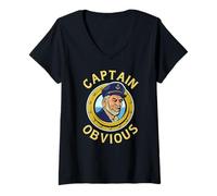 Femme Chemise Captain Obvious Funny Boat Sailing Awesome Sarcasm T-Shirt avec Col en V