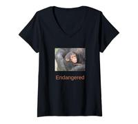 Femme Chemise chimpanzé Chimpanzé en Voie de Disparition T-Shirt avec Col en V