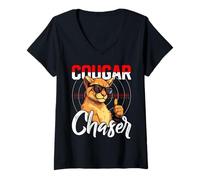 Femme Chemise Cougar Chaser Funny Cougars T-Shirt avec Col en V