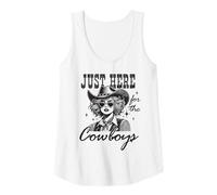 Femme Chemise de cowgirl rétro Just Here for the Cowboys Western Rodeo Débardeur