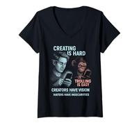 Femme Chemise de créateur de médias Sociaux pour influenceurs et créateurs T-Shirt avec Col en V